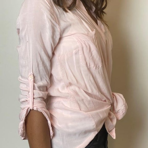 Splendid Long Sleeve Button Up Shirt-Blush Pink XS - Picture 2 of 6